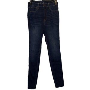 HOLLISTER Women’s Ultra High Rise Super Skinny Dark Wash Blue Denim Jeans Sz 3R